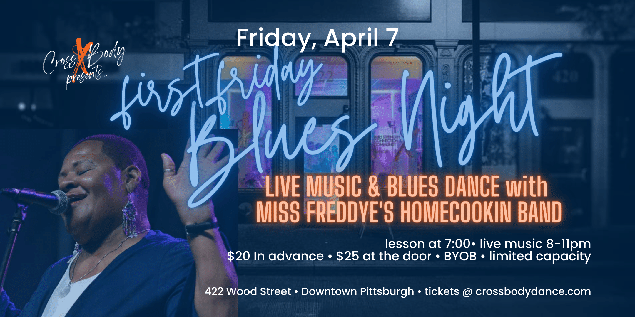 Blues band and dance on April 7 at CrossBody Dance and movement in Pittsburgh